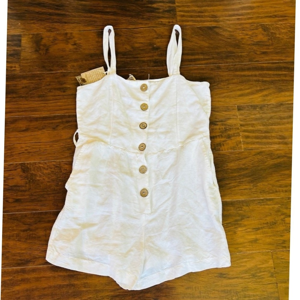 MNG Mango NWT White Button Front Sleeveless Romper Size M NEW - Picture 2 of 6